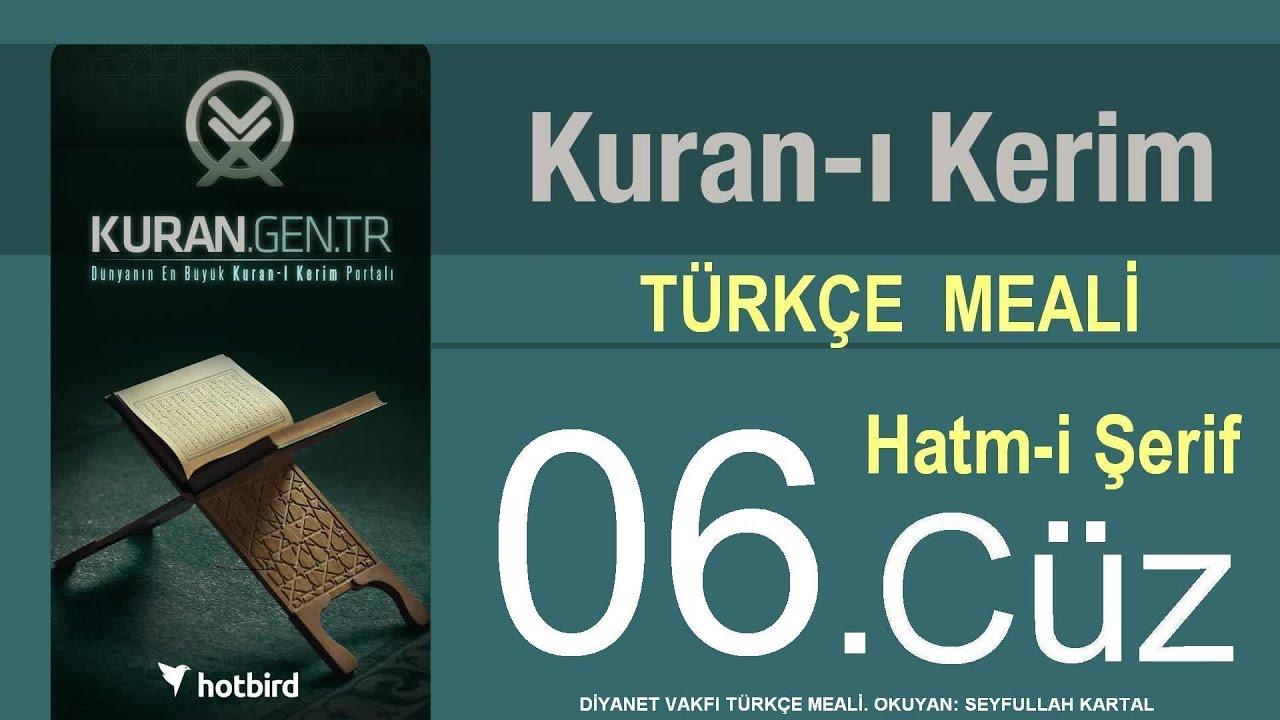 T&uuml;rk&ccedil;e Kurani Kerim Meali, 06 C&uuml;z, Diyanet işleri vakfı meali, Hatim, Kuran.gen.tr