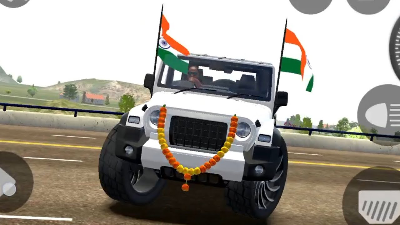 Indian Cars Simulator 3D White Thar Modified Dollar Song #thar 