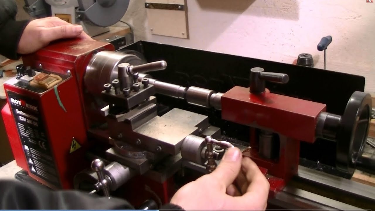 Working with a Mini Lathe  обработка изделий из стали на токарном мини станке Rotwerk