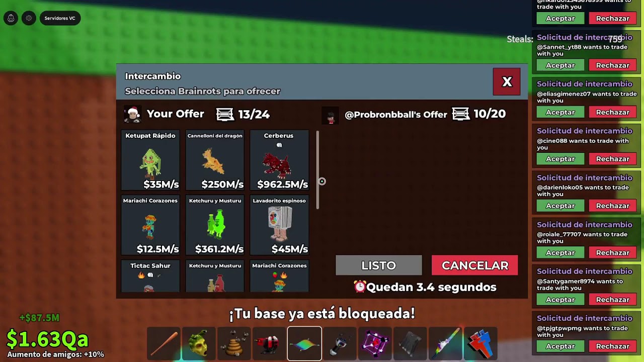 Tradeando con subs en maquina Id Pakova1234 compro por robux