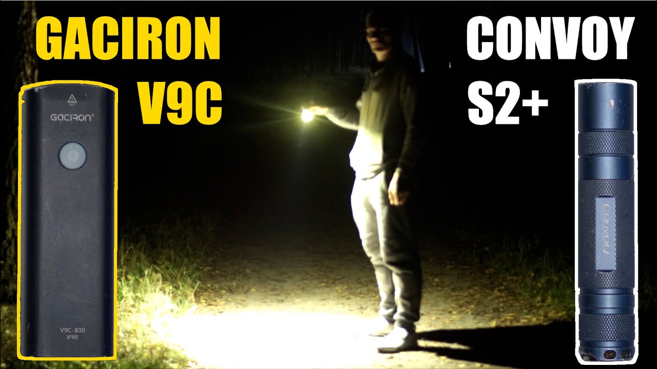 Сборка велофары Gaciron V9C 800 режимы ток и сравнение яркости с фонарем convoy s2