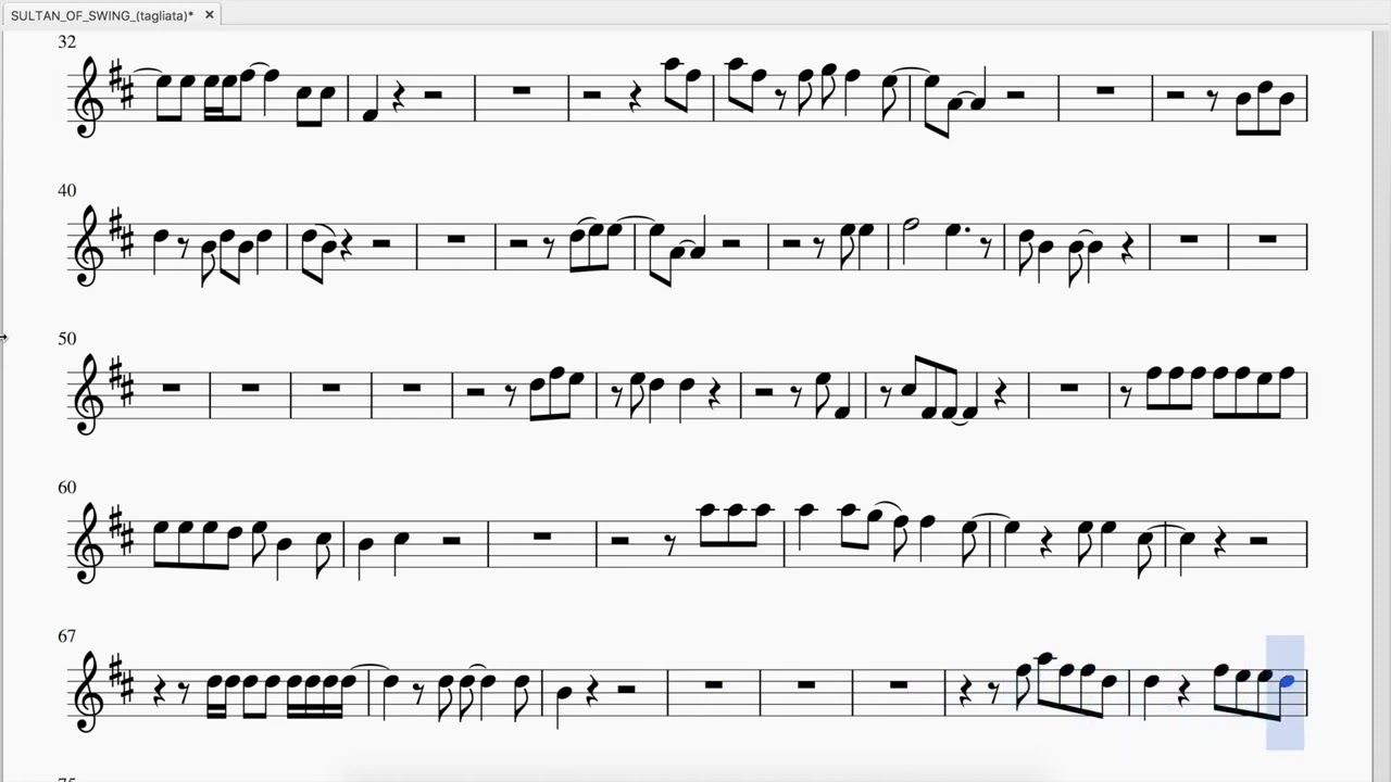 Sultan Of Swing playback com partitura para sax alto