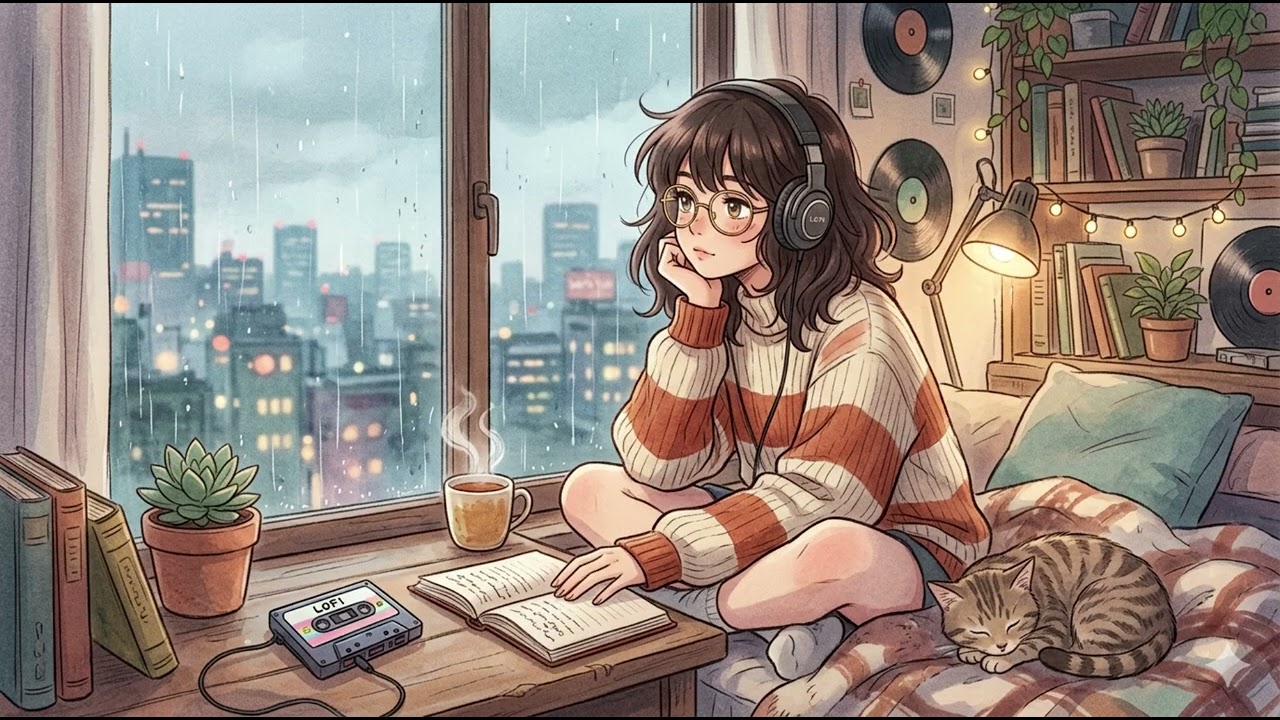 lo fi rainy day | relaxing anime scenery
