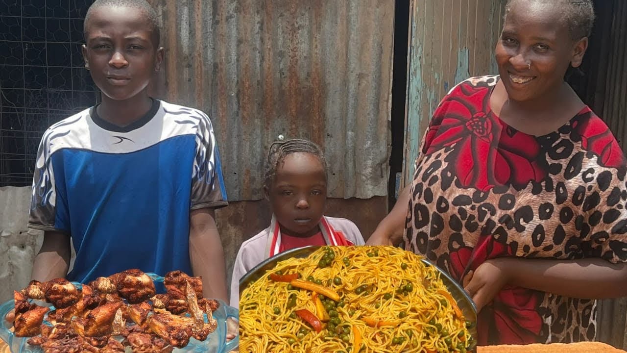 Typical African Village Life Morning Routine | Cooking Spaghetti and Chicken For the Family 