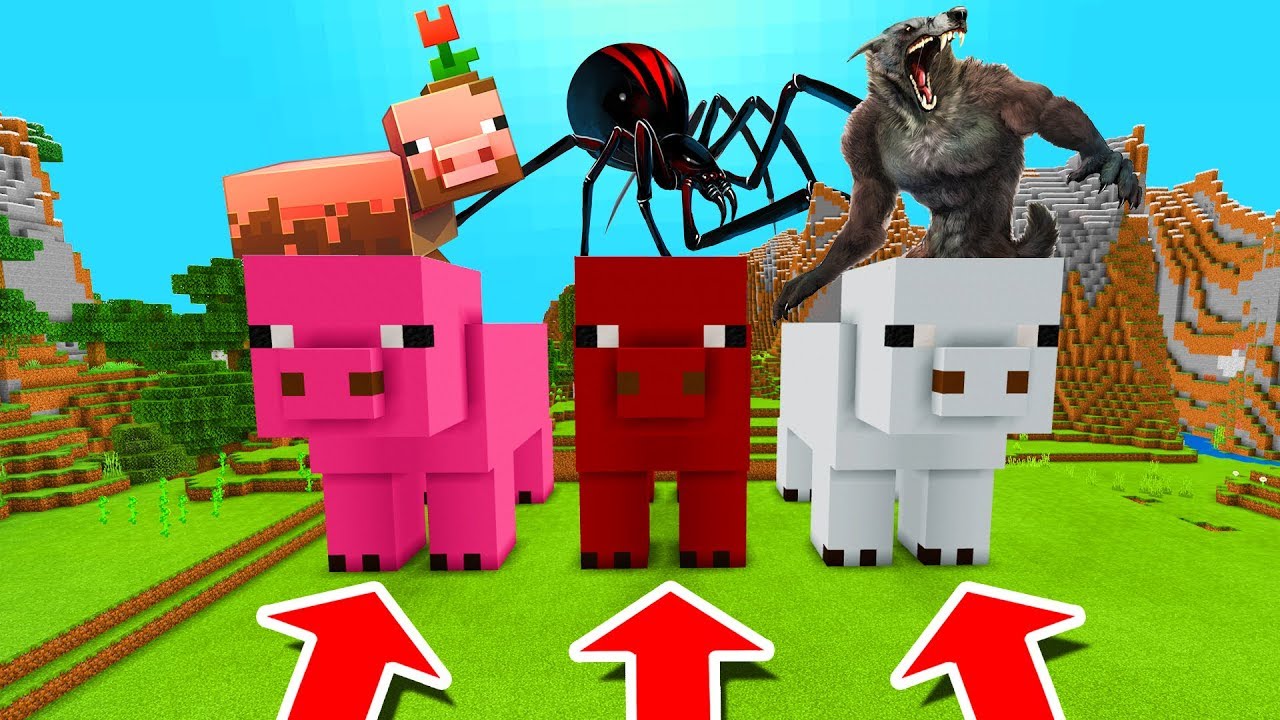 Minecraft PE : DO NOT CHOOSE THE WRONG PIG! (Muddy Pig, Black Widow & Werewolf)