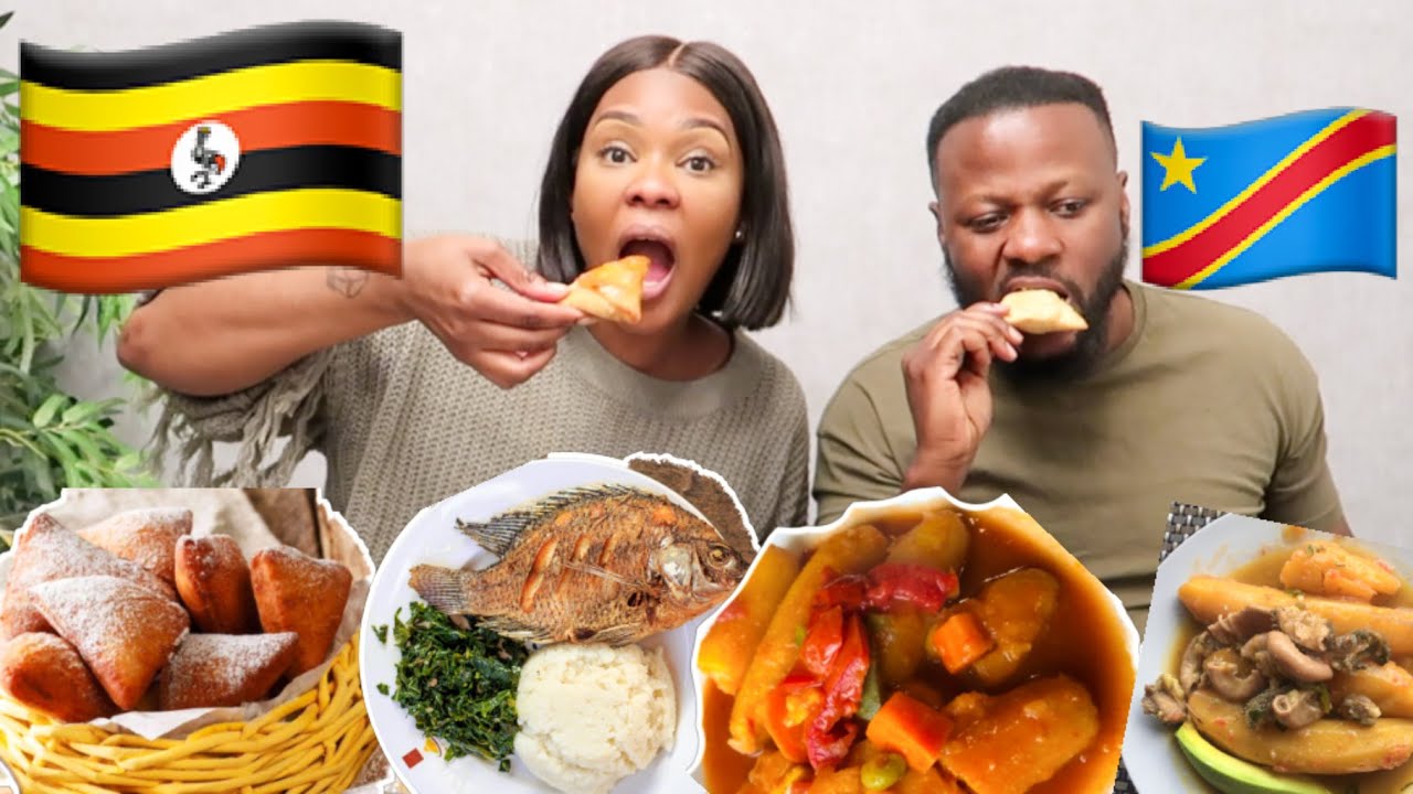 CONGOLESE TRYING UGANDAN FOOD FOR THE FIRST TIME MUKBANG | ugali MATOOKE CHAPATI MANDAZI