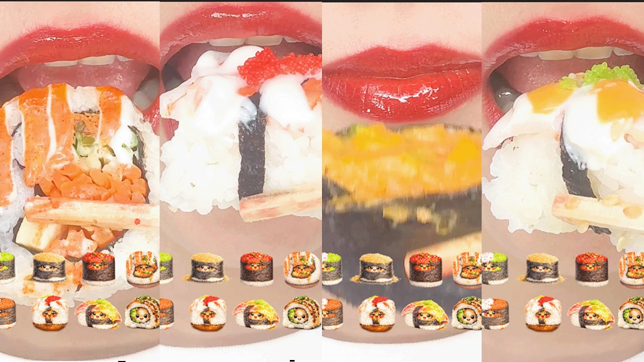 ASMR LIPS MUKBANG 👄 Creamy Sushi Rolls Eating Sounds