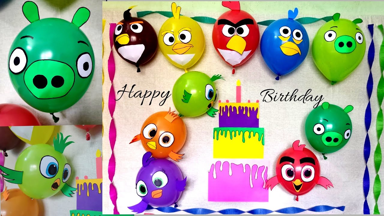 Birthday decoration ideas at Home / Angry birds theme/Easy Balloon decoration ideas/