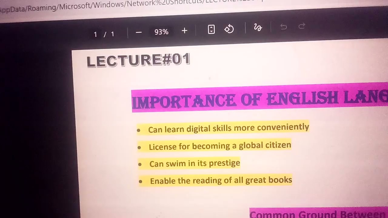 Importance of English language. LECTURE#01