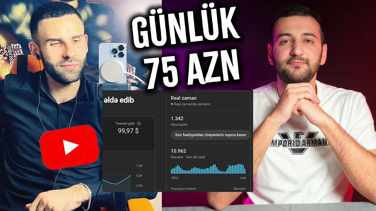 Youtube dan Gunluk 75 Azn qazanan telebem - internetden pul qazanmaq