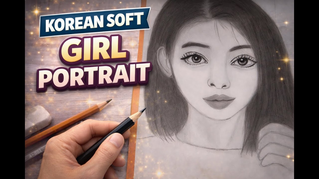 Learn to Draw Korean Soft Girl Portrait Realistic Sketch #youtubevideo #youtubechannel #arts #sketch