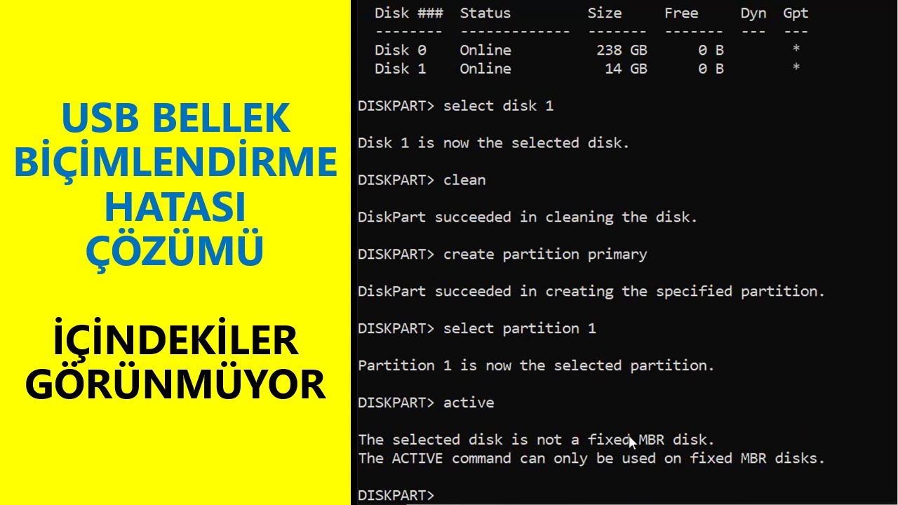 BOZUK USB ONARMA DÜZELTME KOMUTLARI | BOZUK FLASH BELLEK SIFIRLAYARAK KURTARMA | TÜM VERİLER SİLİNİR
