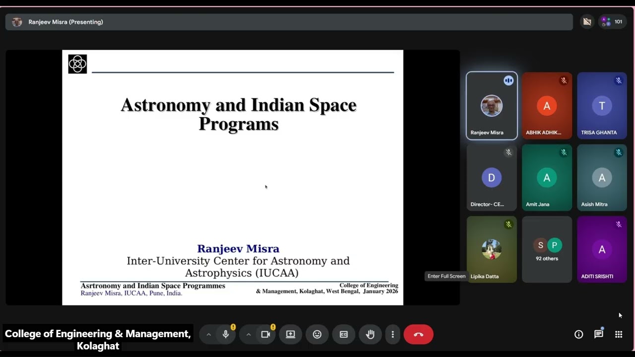 Webinar on “Astronomy and Indian Space Programms”