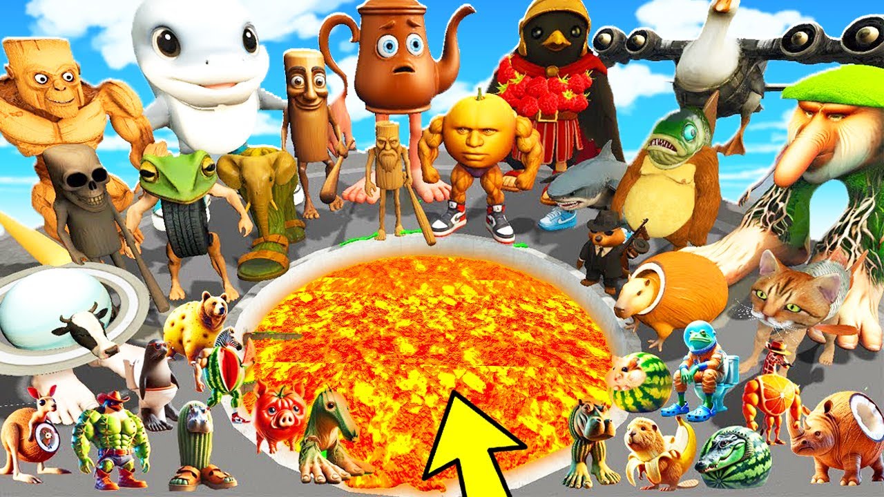 Empujando a Los Italian Brainrots a Un AGUJERO de LAVA 😱