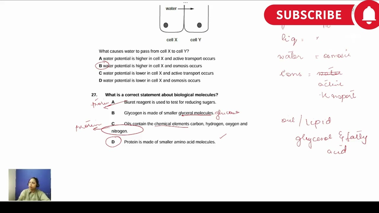 O Level Biology MCQs & Structured Questions | Osmosis, Diffusion, Proteins & DNA