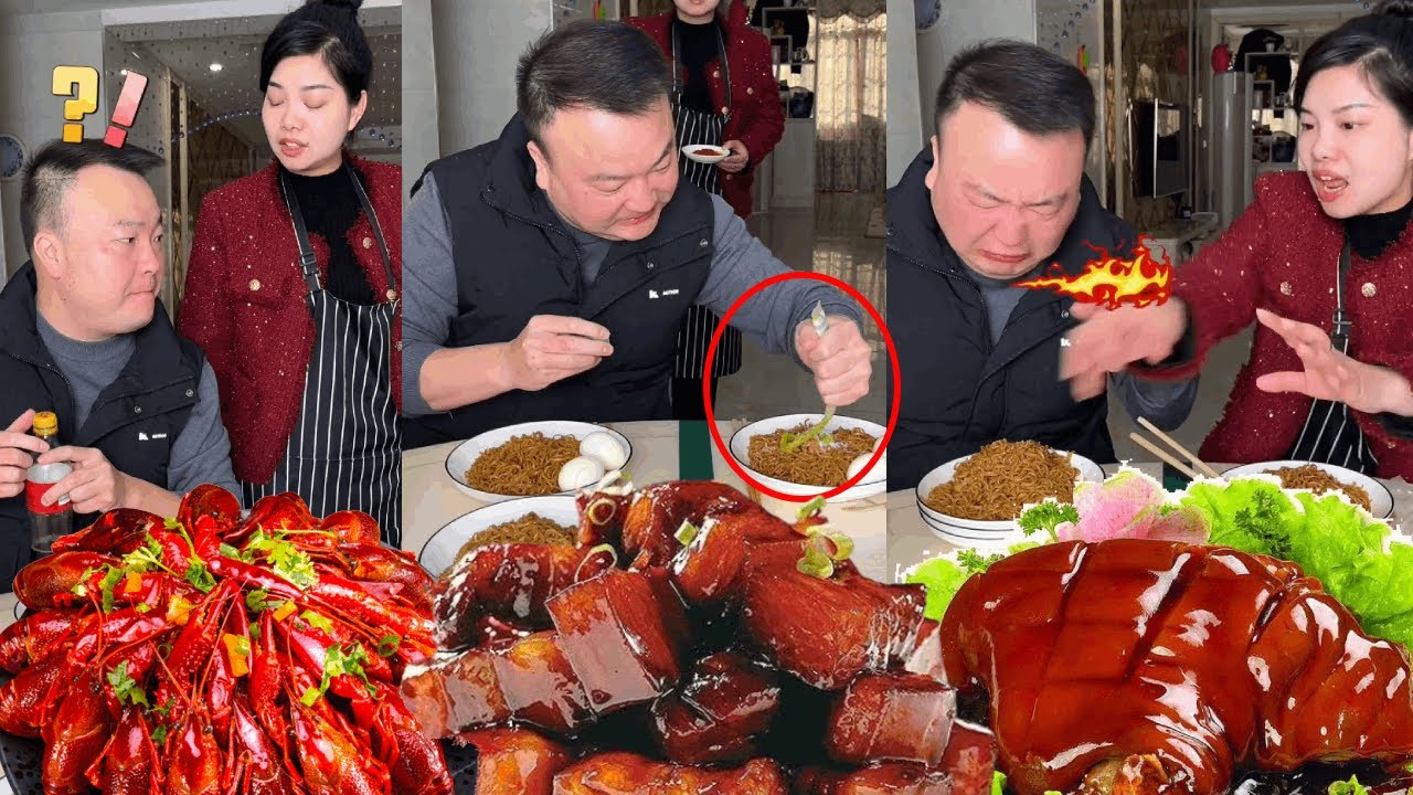 自私老公想要我吃加了芥末的面条，这种福气当然要让他尝尝啦，醋可乐好喝吗？