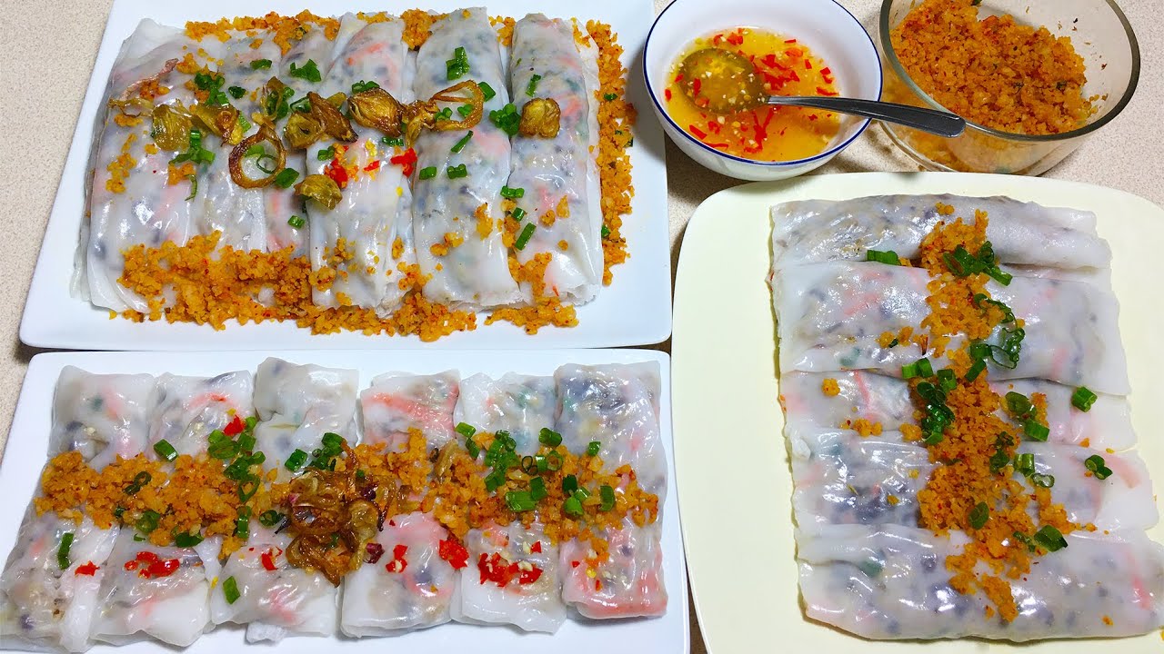 Bánh Ướt Bánh Cuốn Thịt, Tôm, Nấm Tráng Chảo - Cách Pha Bột Mềm Dẻo Ngon, Không Bể Nưt