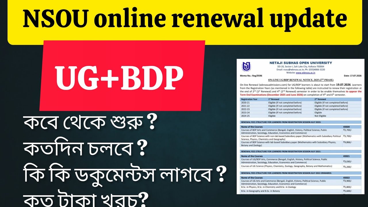 NSOU online renewal update 2026