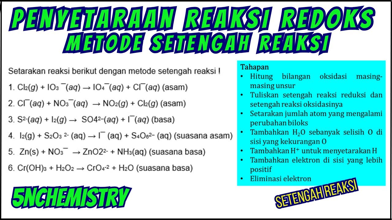 Penyetaraan Reaksi Redoks dengan Metode Setengah Reaksi || Part 3