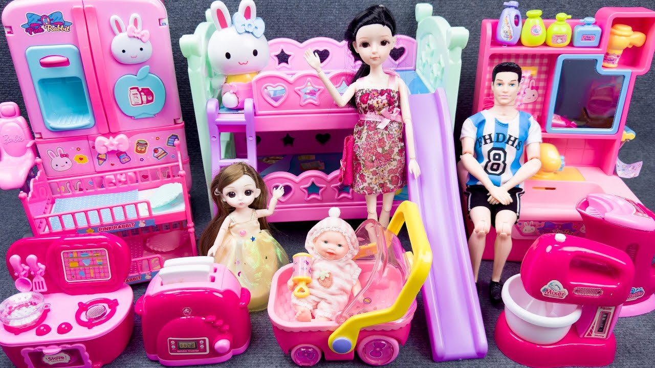 24 Minutes Satisfying With Unboxing Barbie Princess Bedroom Dress Up Playset & House Toys ASMR