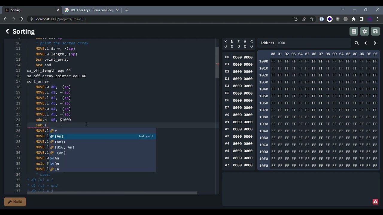Intellisense and Code completion demo for M68k assembly in asm-editor