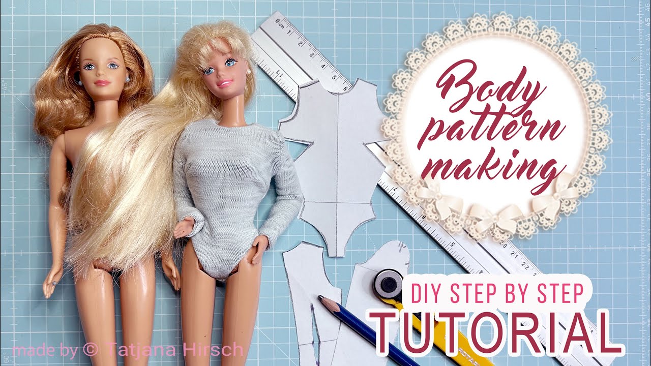 Making of pattern for a Barbie doll. Sleeve construction based on the finished armhole.