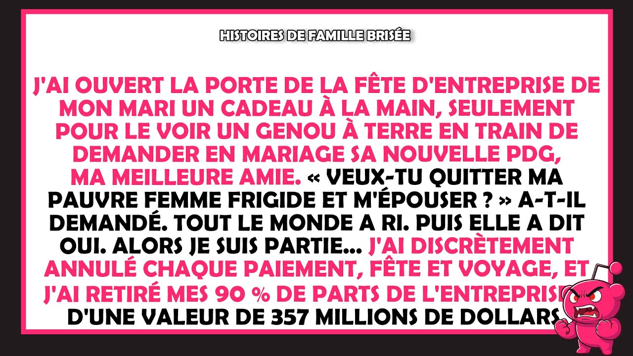 Je suis allée à la fête d'entreprise que j'avais payée, et j’ai vu mon mari faire sa demande.