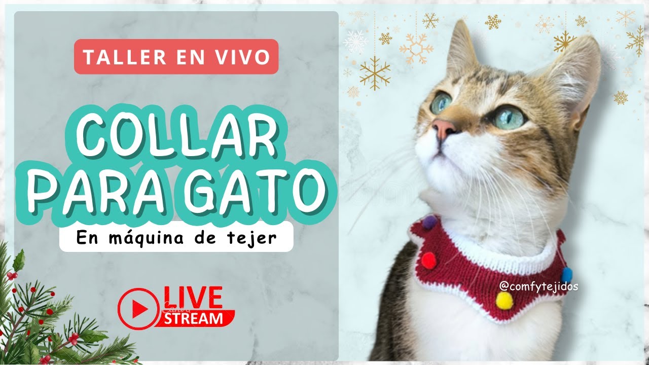 🔴 EN VIVO: ¿Cómo tejer a máquina UN COLLAR NAVIDEÑO PARA GATO?  | Comfy Tejidos