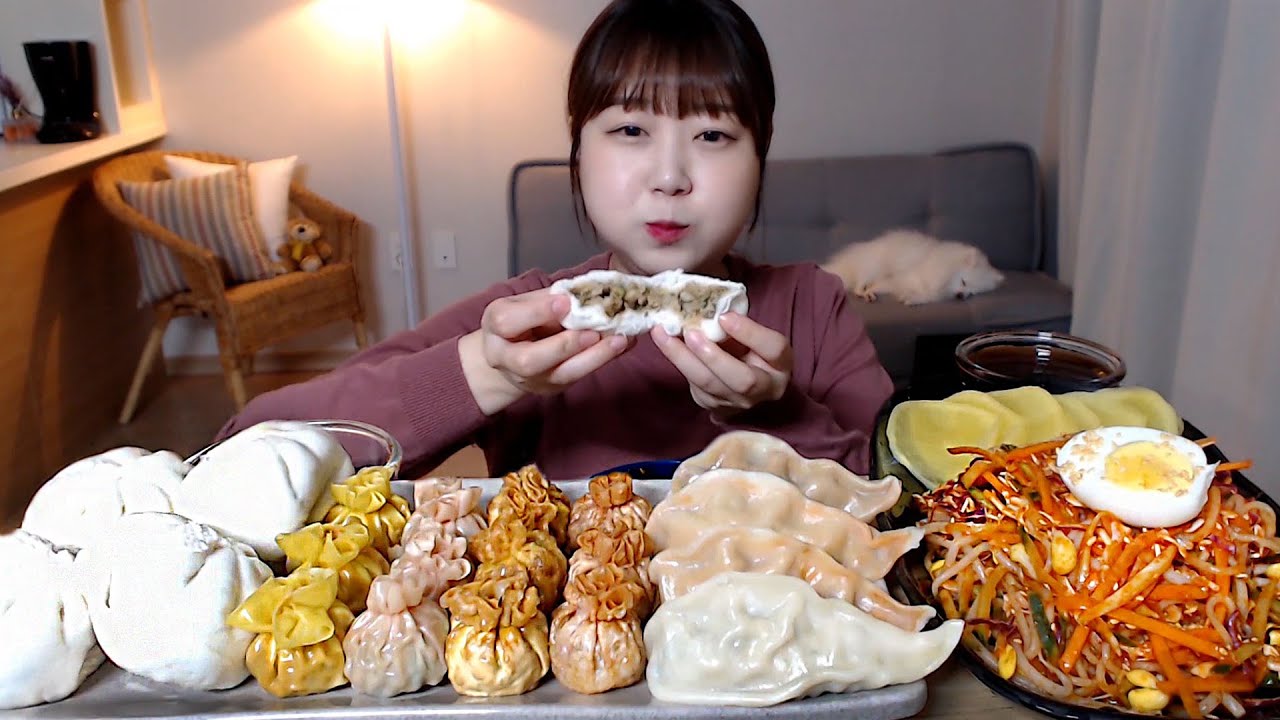 모듬만두(왕만두 복만두 군만두 낙지만두) 쫄면 먹방 Korean Mandu(Dumplings) Jjolmyeon(Spicy Noodles) mukbang Eating sound