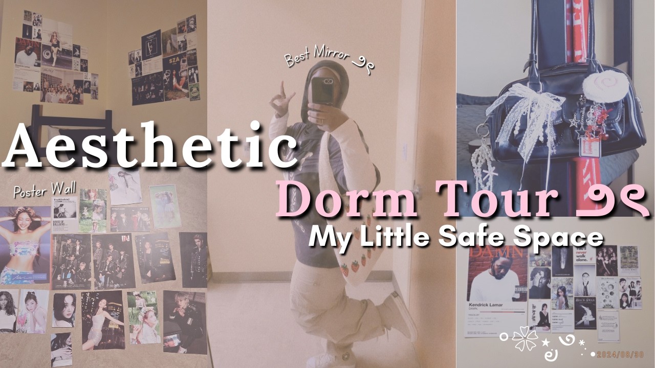 txst university dorm tour 🎀🩰 (kpop collections + poster wall)