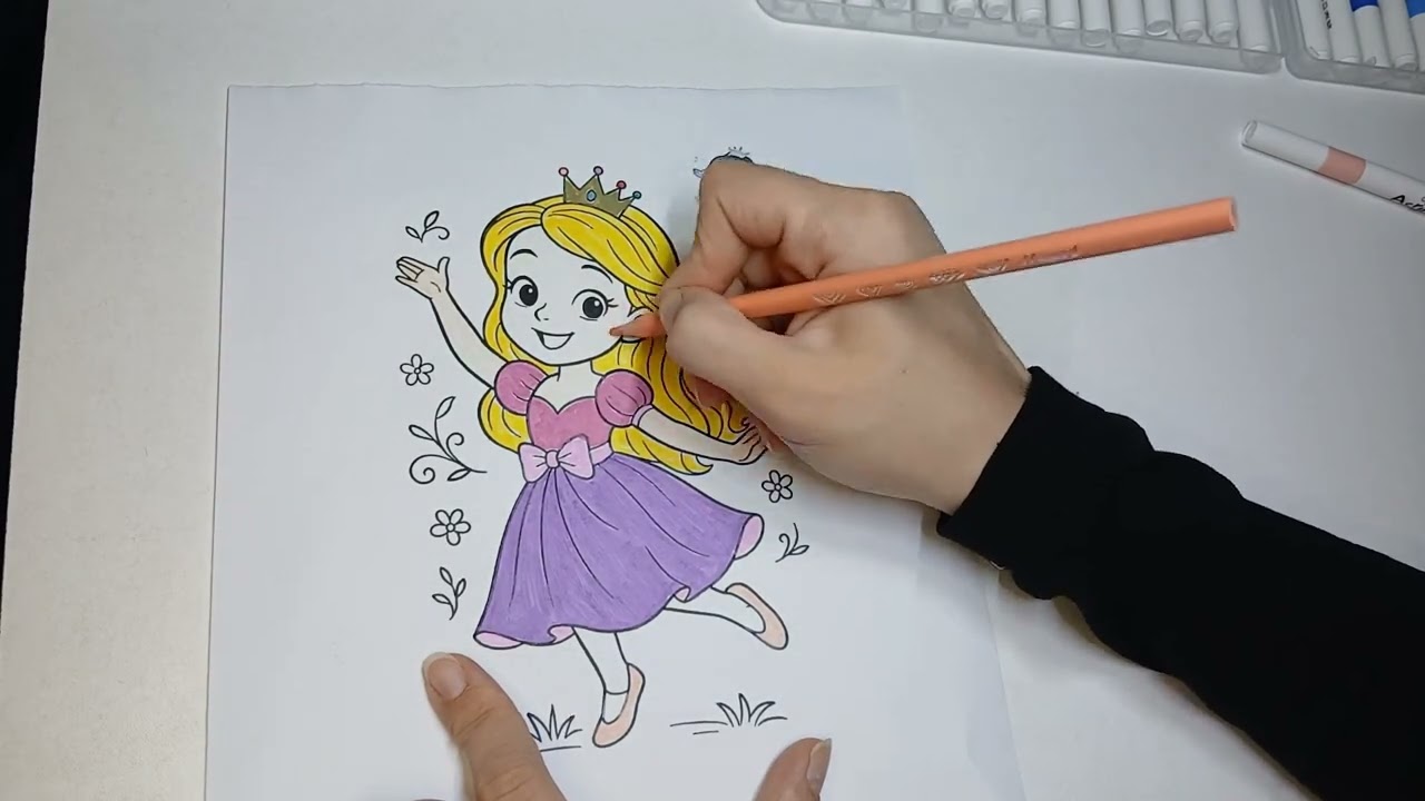 تلوين الأميرة الجميلة بالألوان الزاهية 👑💜 | تعلم الألوان للأطفال | Coloring Princess for Kids