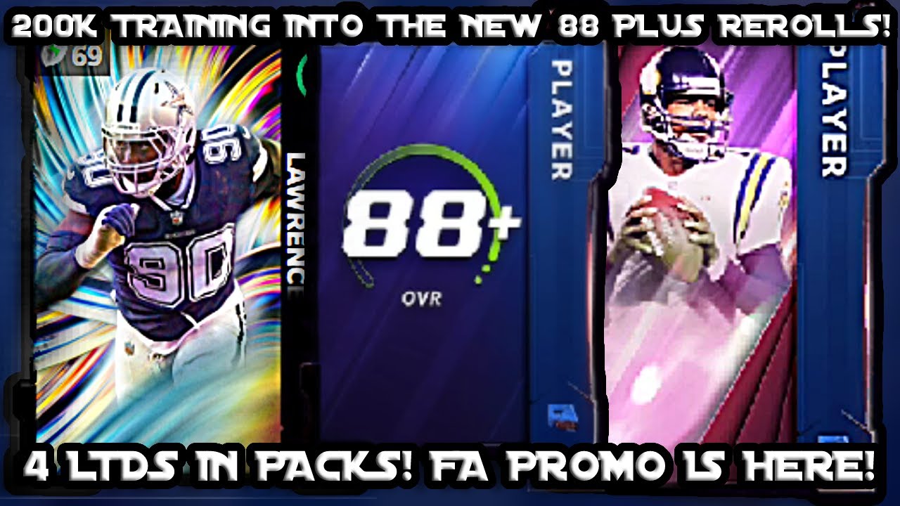 *BIG PULLS* 200K TRAINING INTO THE 88+ FREE AGENCY REROLLS! 4 LTDS IN PACKS! FREE 95! MADDEN 22