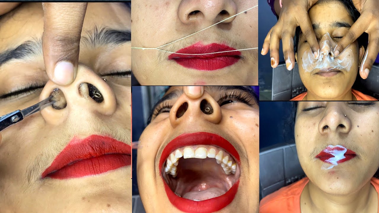 piggy nose hair cutting with lip & nose 🐽 massage @Swapna's Life