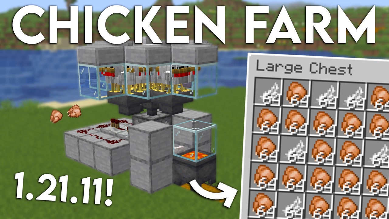 NEW UPDATED Minecraft 1.21.11 Automatic Chicken Farm Tutorial | 100+ Cooked Chicken Per Hour