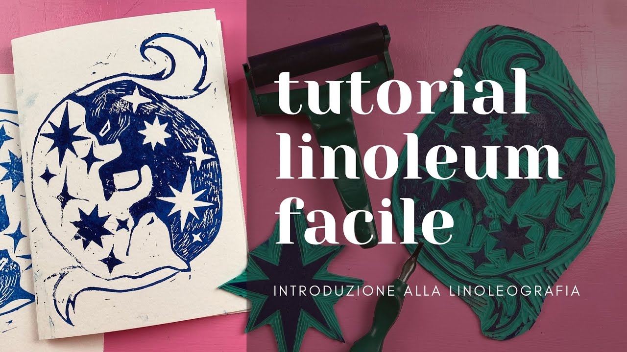 Tutorial LINOLEOGRAFIA facile per BIGLIETTI DI AUGURI. Stampare con il linoleum.