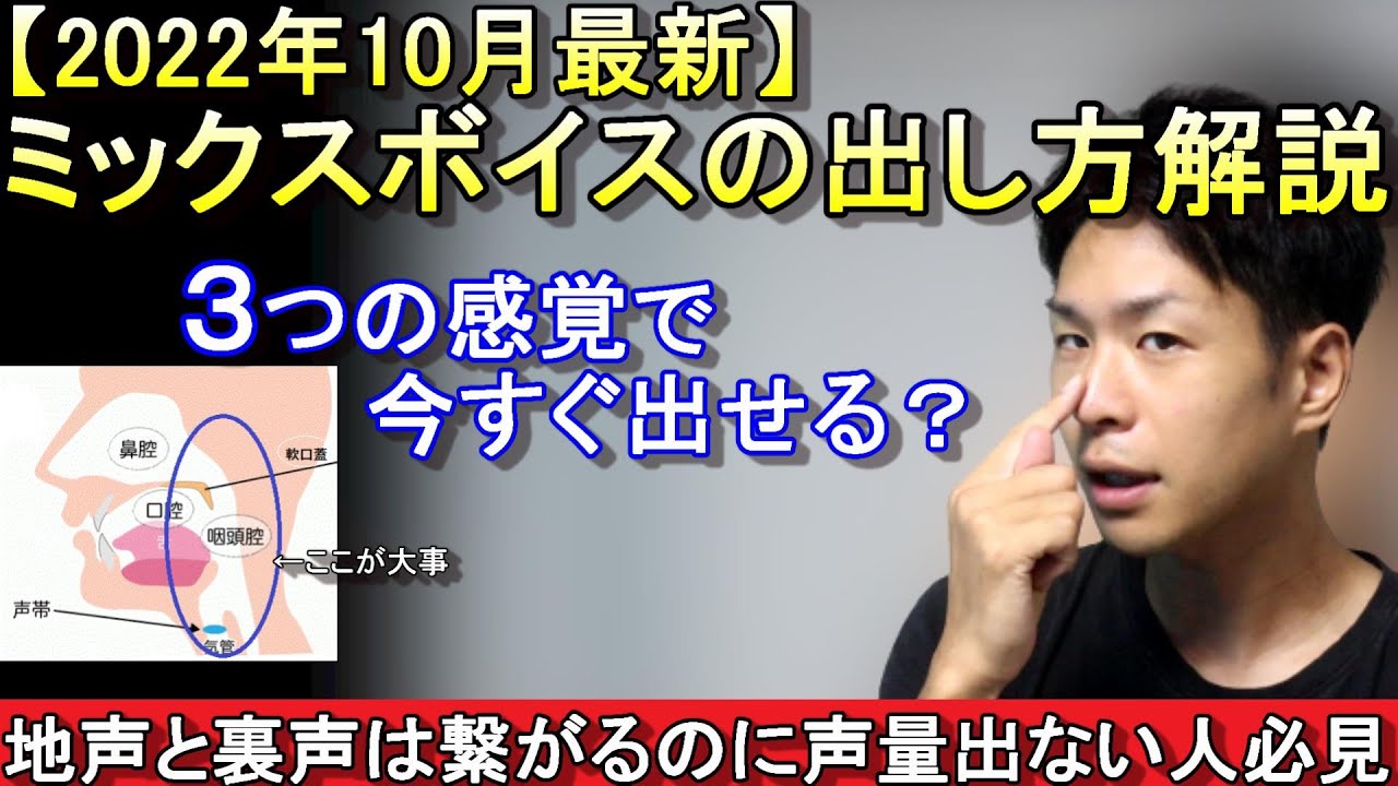 【地声ミックスボイスの出し方】３つの感覚で解説してみました。【地声感が出ない方、高音が裏声っぽい方に超オススメ】