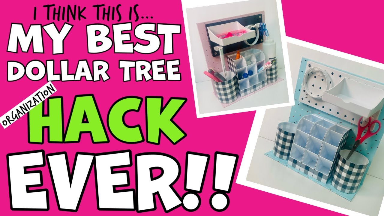 PERFECT DESKTOP ORGANIZER HACK!  might be the best you’ve ever seen/CRAFT ROOM STORAGE/Dollar Tree