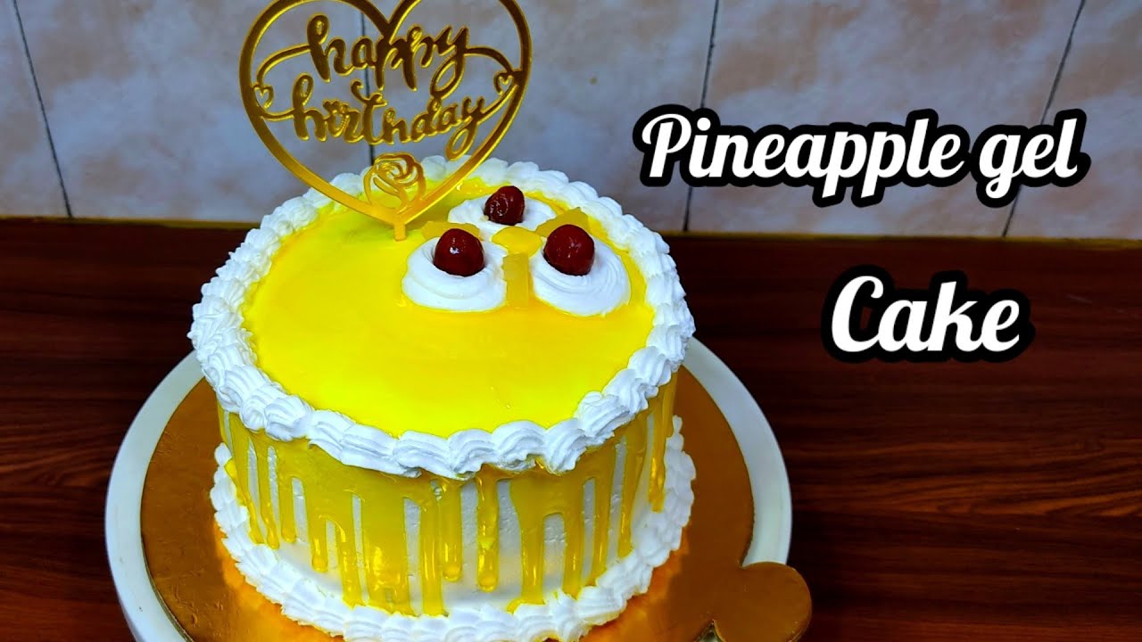 Pineapple Gel Cake, how to make gel icing,Eggless pineapple cake, Birthday cake recipe