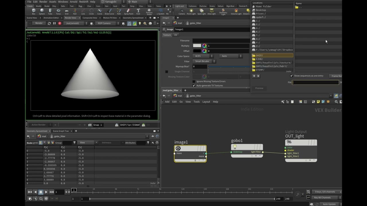 [HtoA] Volume light (Atmoshpere & Gobo Filter)