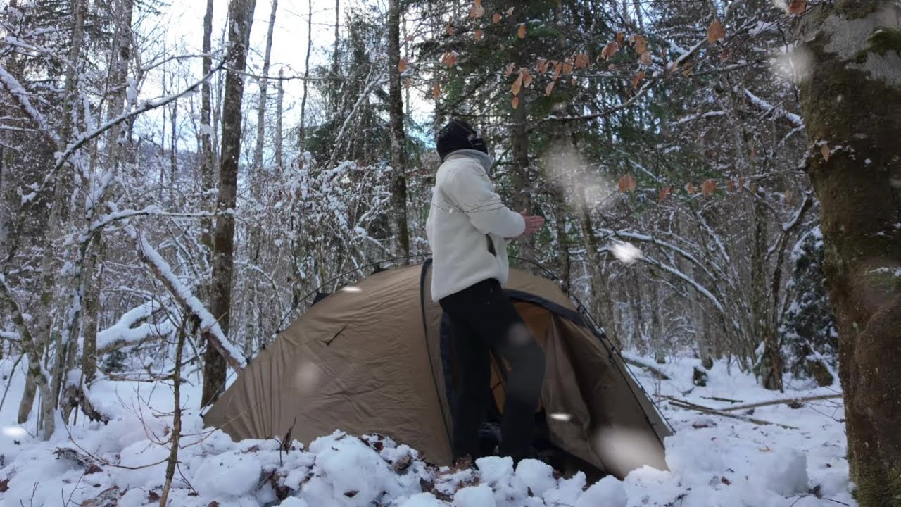 Freezing Night in the Alps 🏕️ (Winter Camping)   ليلة متجمدة في جبال الألب – تخييم وحيدًا