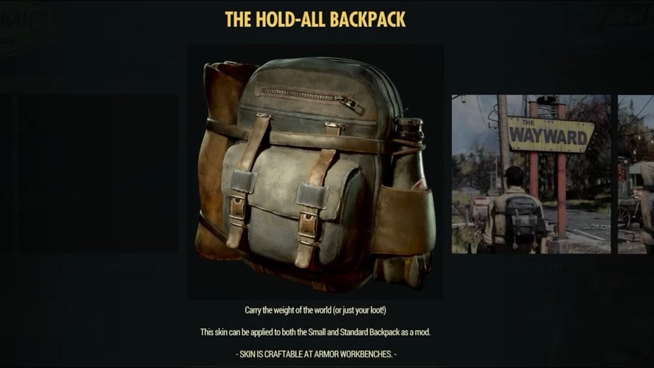 Fallout 76 The Hold-All Backpack Review - Free Fallout 1st Item For July 2024