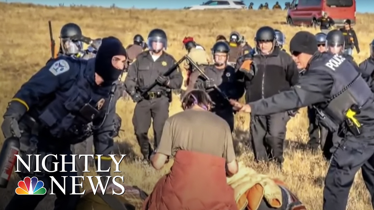 Police Clad In Riot Gear Move In On Dakota Access Pipeline Protesters | NBC Nightly News