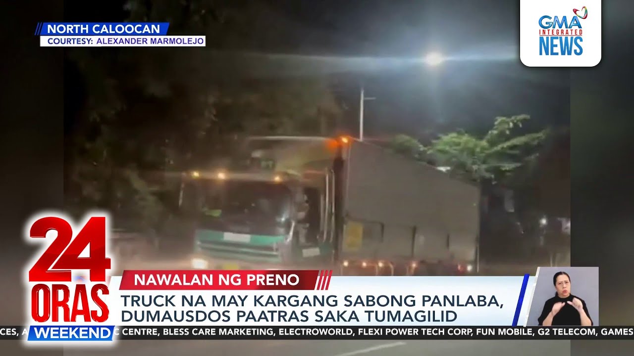 Truck na may kargang sabong panlaba, dumausdos paatras saka tumagilid | 24 Oras Weekend