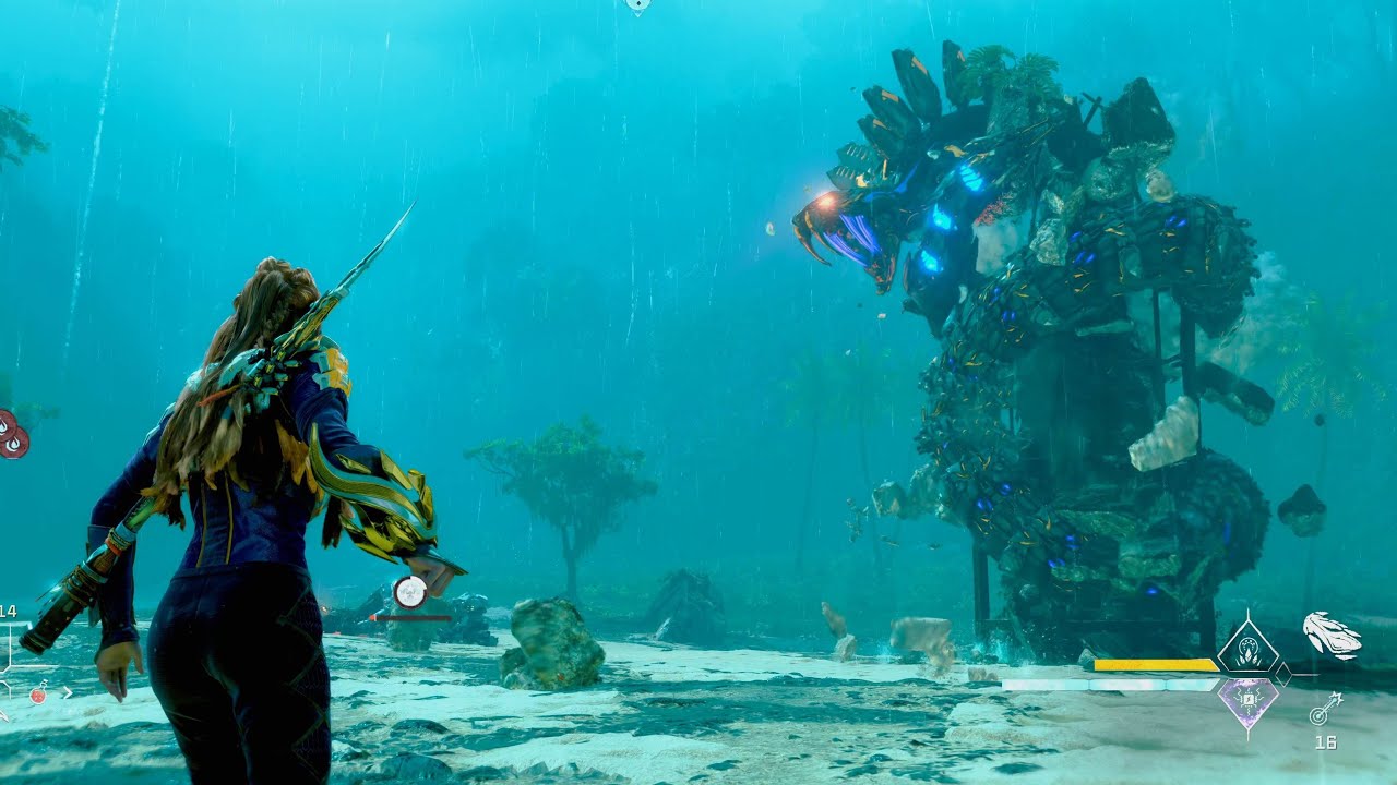 Horizon Forbidden West - 4K60fps - 3x Ravagers VS Slitherfang - Night time