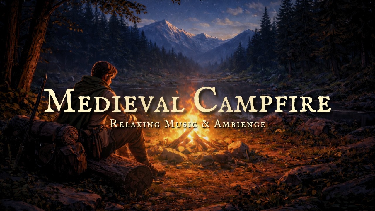 Medieval Campfire Music and Ambience | 1 Hour of Fantasy Style Ambience for Focus or Study
