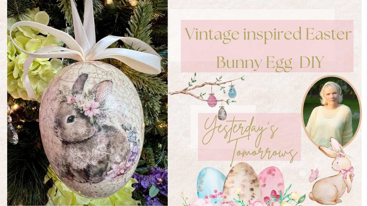 Crackling Easter Magic: Vintage Bunny Egg DIY with Pentart Fine Line Crackle @yesterdaystomorrows