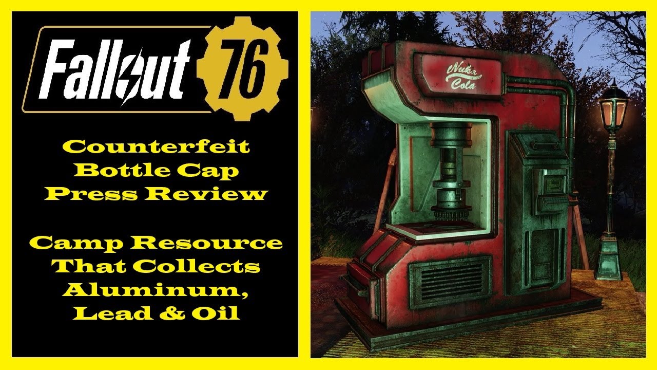 Fallout 76 - Counterfeit Bottle Cap Press Review - New Camp Resource That Collects Aluminum & Lead