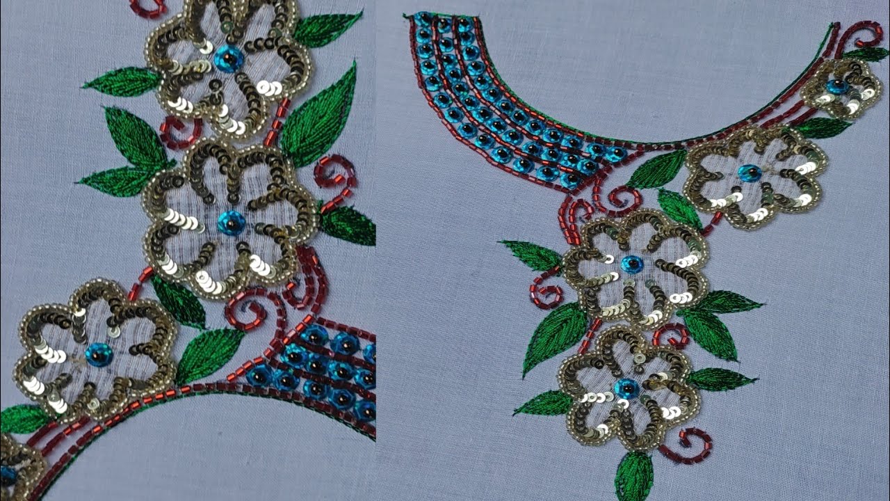 aari work Hand embroidery neck design for dresses hand embroidery for beginners| design