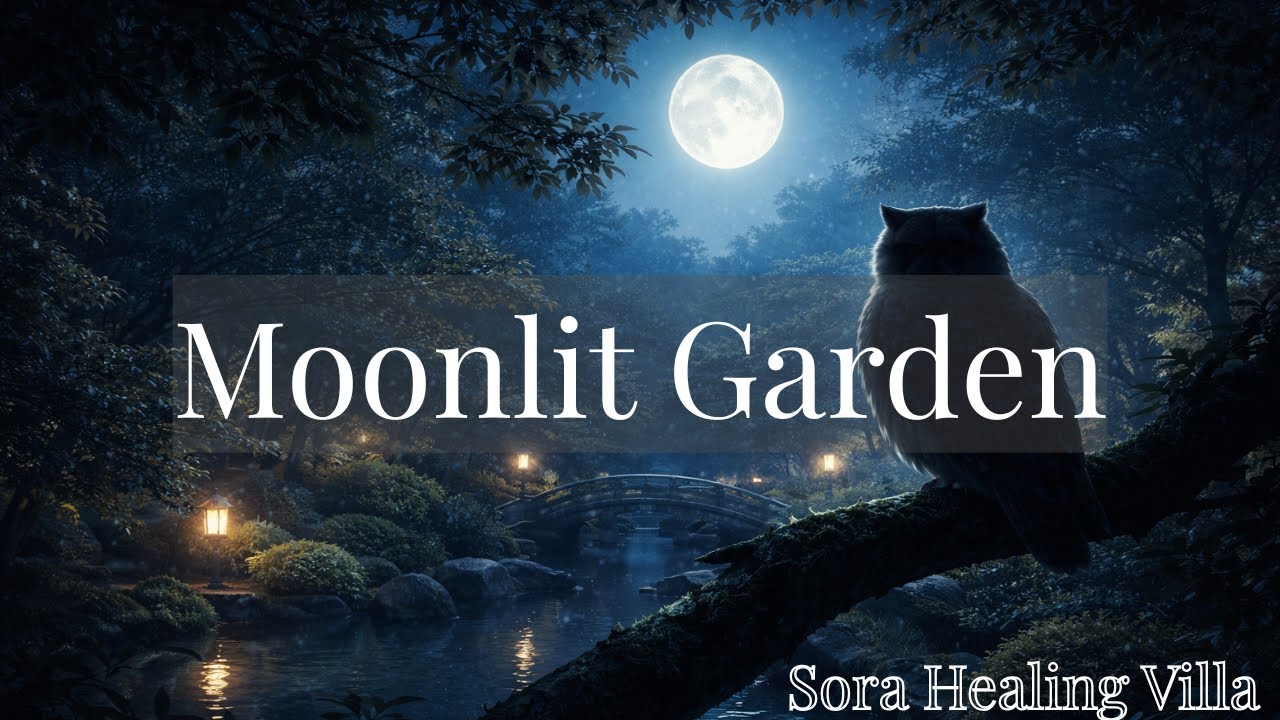 Soft Harp in a Moonlit Garden | Calm Night Sounds for Gentle Sleep | 睡眠BGM