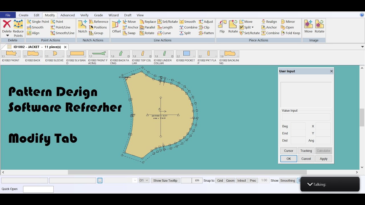Accumark Pattern Design Software Refresher - Modify Tab